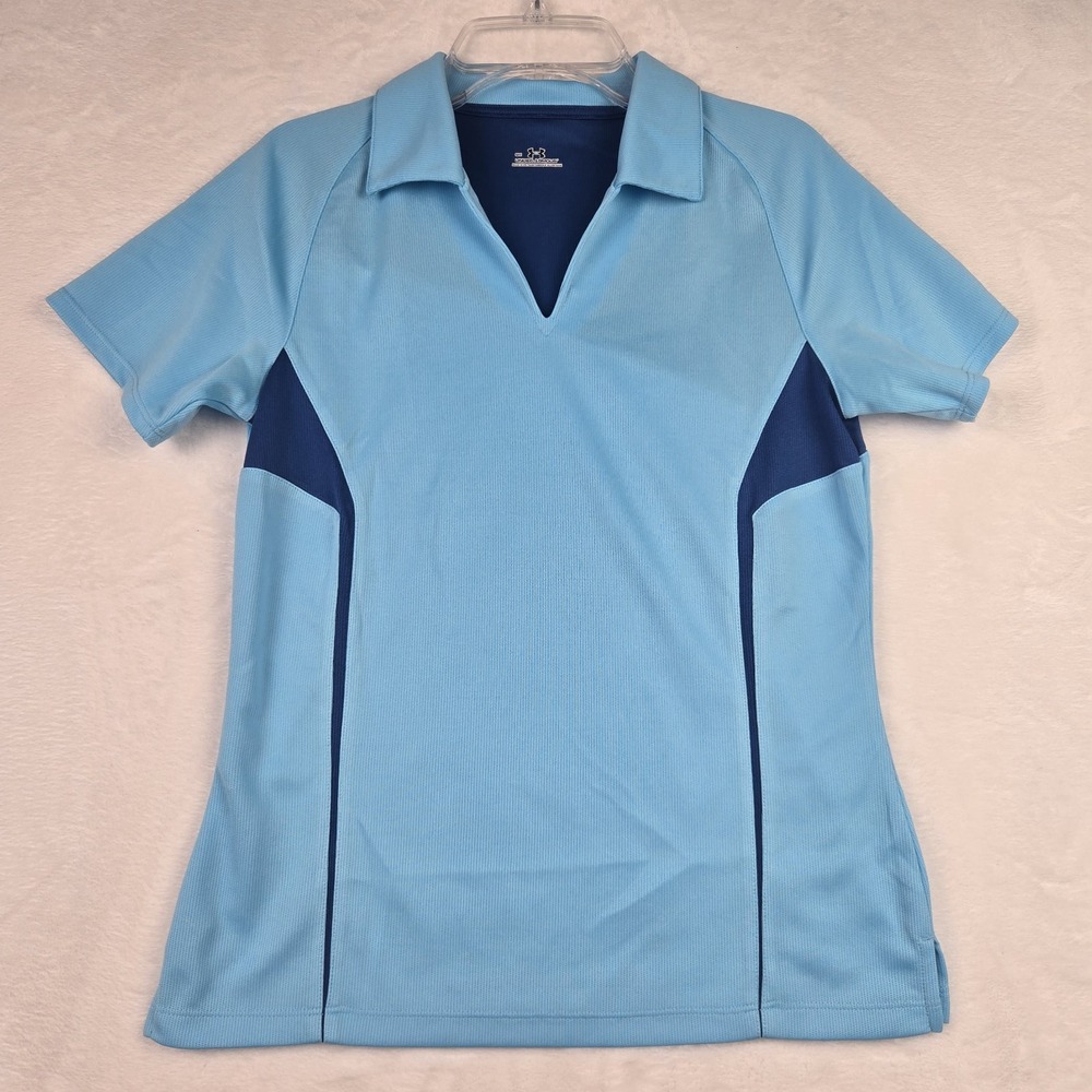 Under Armour Women's Blue‎ V Nexk Golf Shirt Size Small Two Tone Blue Buttonless